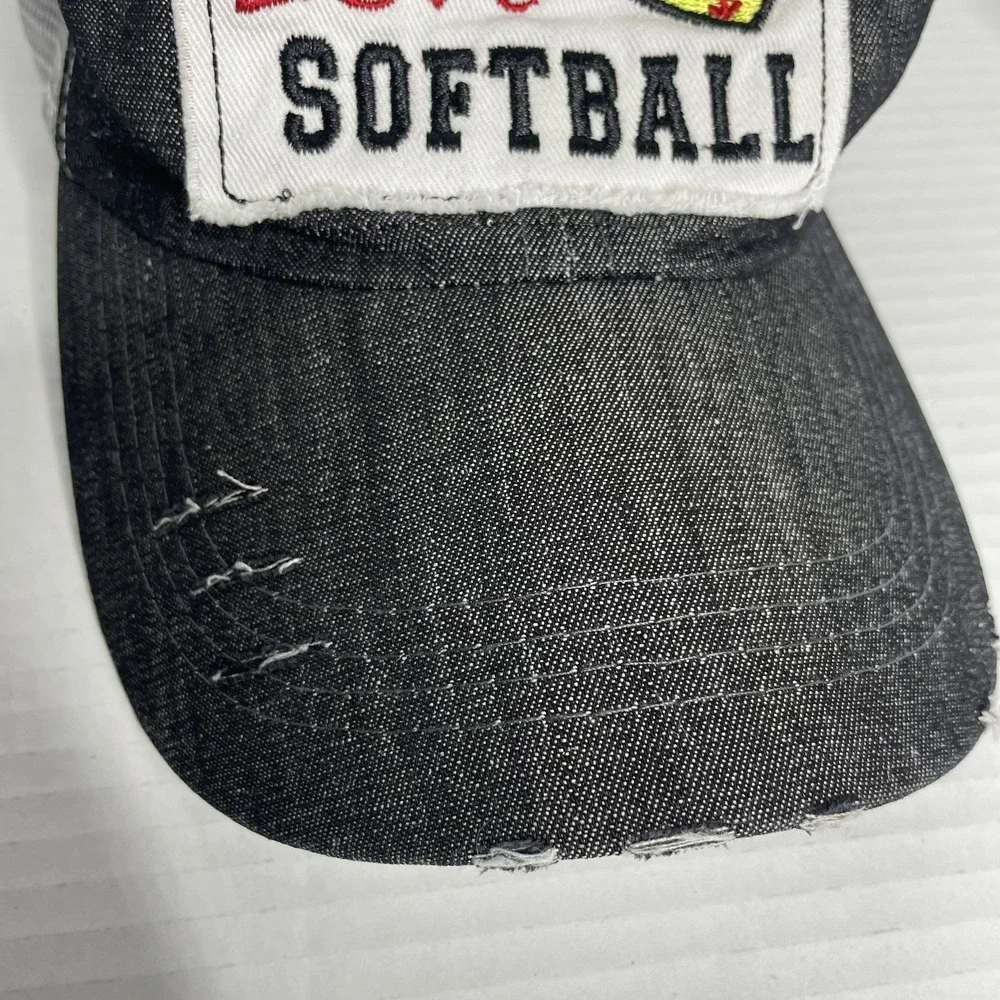 Women's Softball Mom Hat- Ball Cap‎ 'Live Love Softball' Gray/Mesh, Adjustable